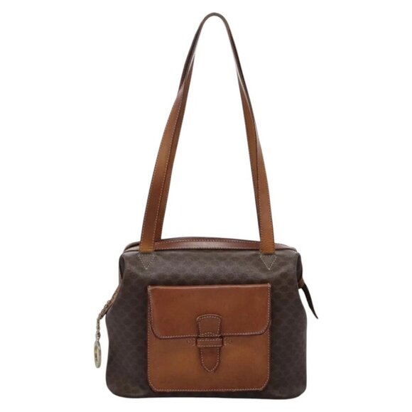 CELINE Macadam Canvas Shoulder Bag PVC Leather Brown Auth 113333 - Picture 3 of 15